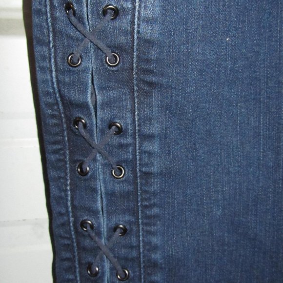 Plus Size 26 Torrid Jegging Jeans Dark Wash side lace-up Womens stretchy - Picture 6 of 7